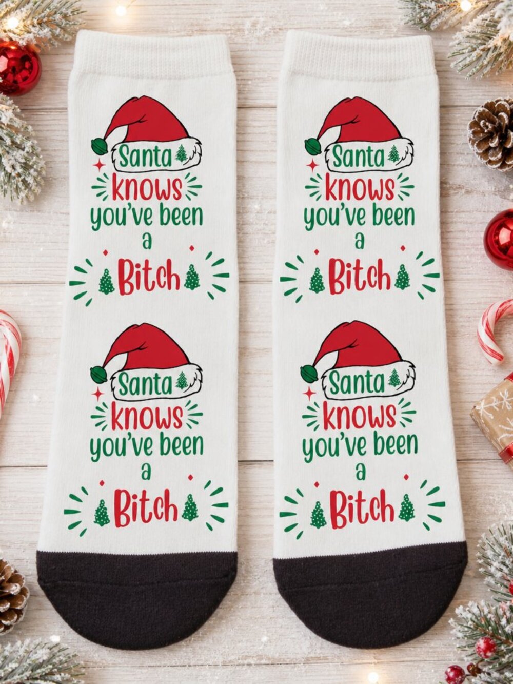 Adult Dress Ankle Socks Santa Knows